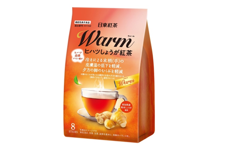 冷え対策の機能性表示食品：日東紅茶 Warmヒハツしょうが紅茶8本入り